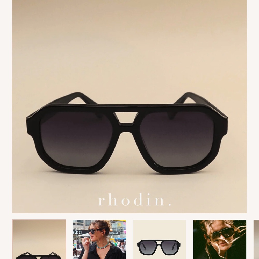 NWOT- Rhodin. Black Sunglasses